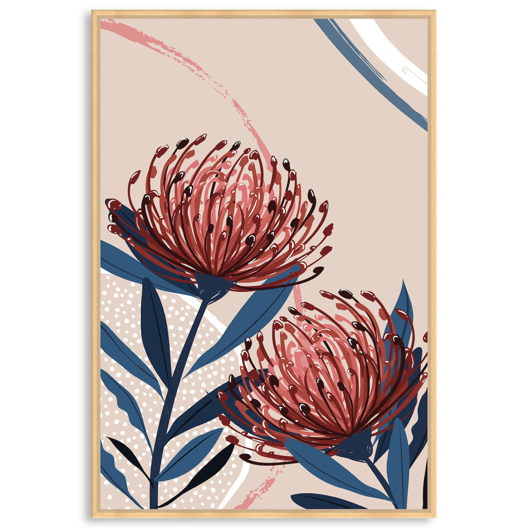 BLUSH FOLIAGE I - Framed Canvas