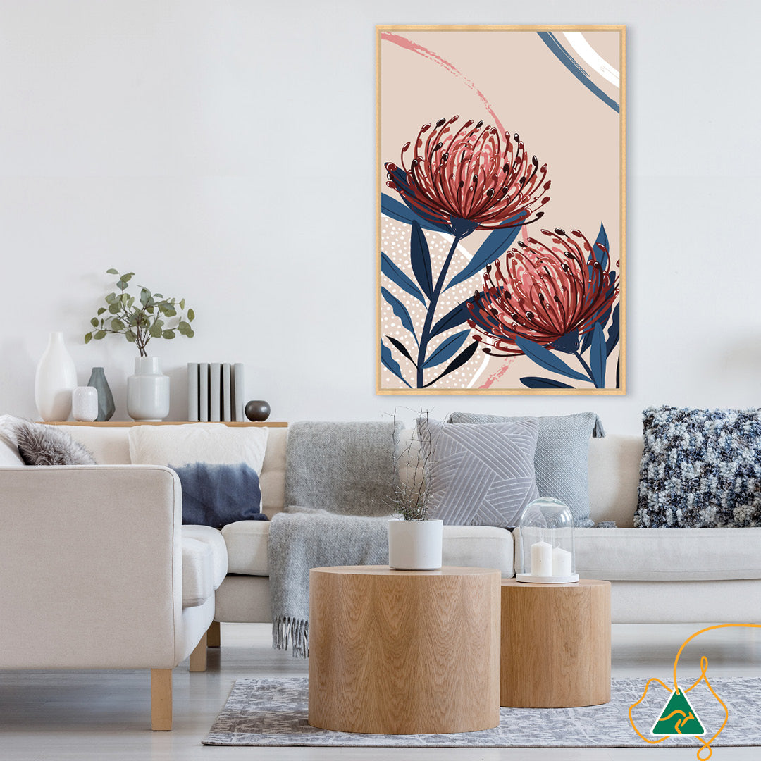 BLUSH FOLIAGE I - Framed Canvas