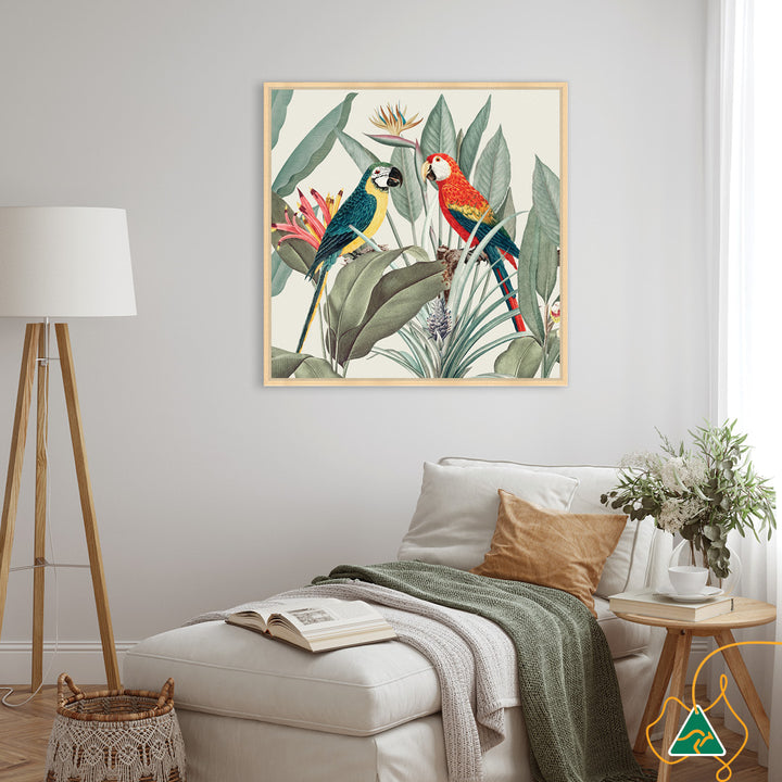 COLOURFUL MACAWS II - Framed Canvas