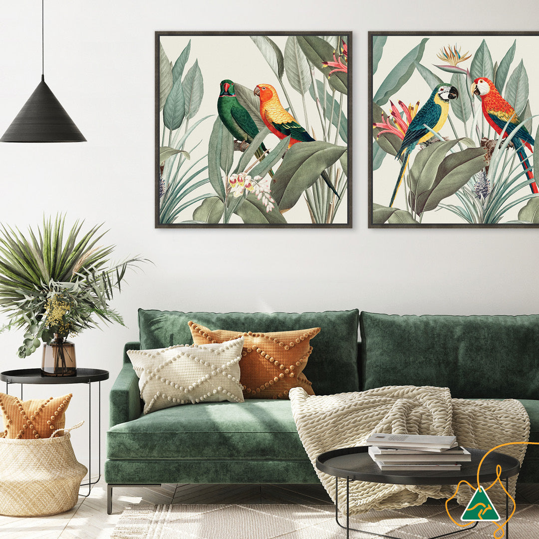 COLOURFUL MACAWS III - Framed Canvas