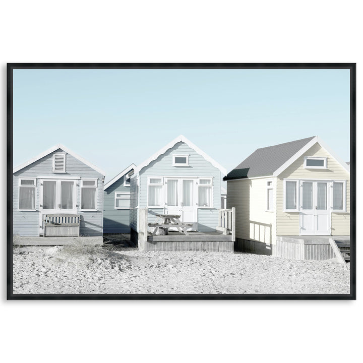 BEACH HUTS I - Framed Canvas