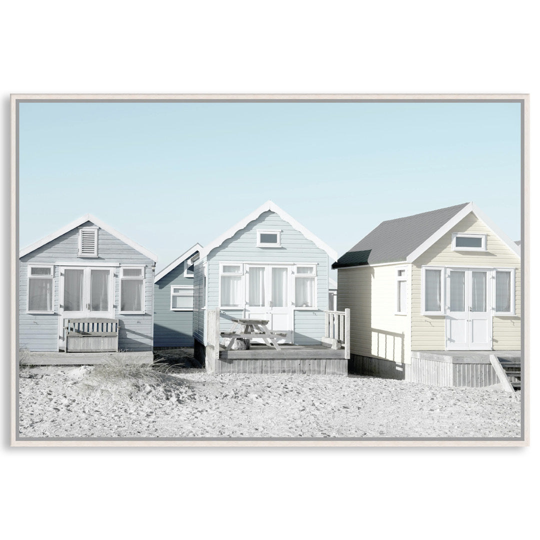 BEACH HUTS I - Framed Canvas