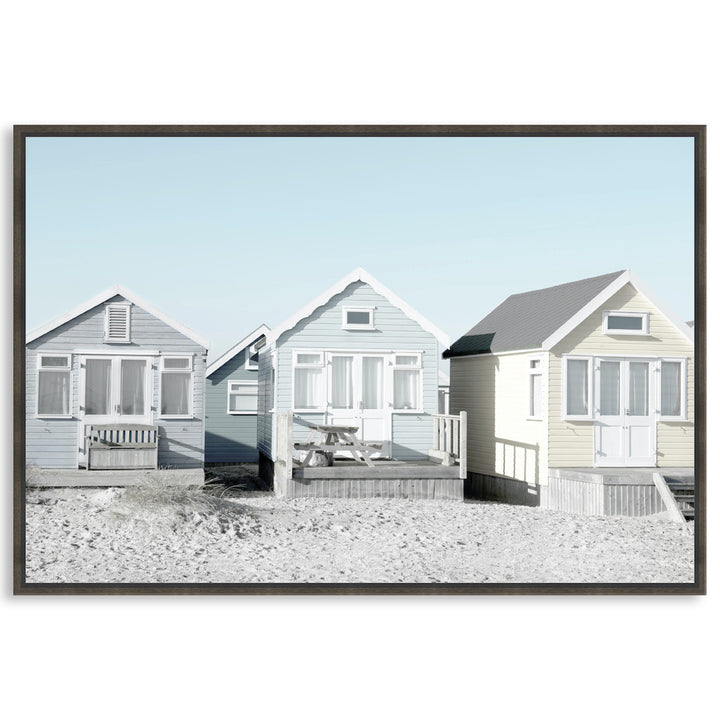 BEACH HUTS I - Framed Canvas