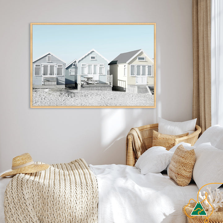 BEACH HUTS I - Framed Canvas
