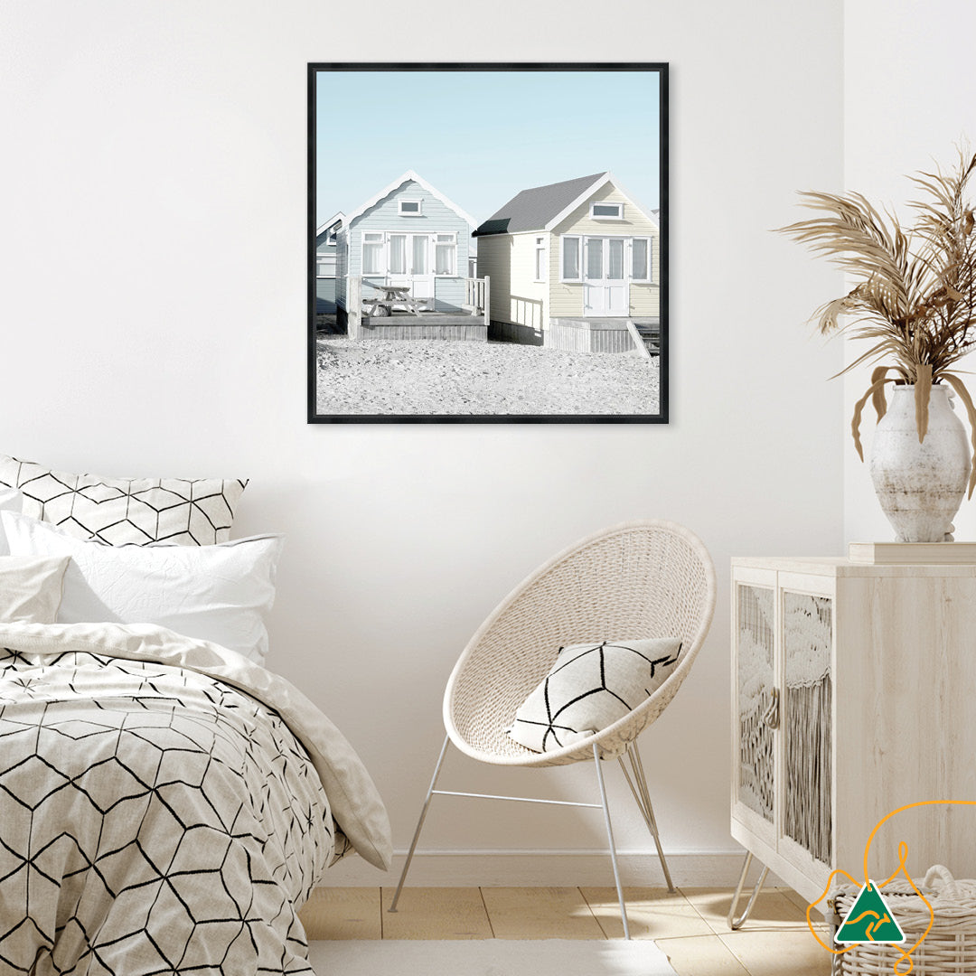 BEACH HUTS II - Framed Canvas
