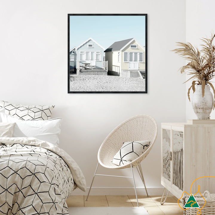 BEACH HUTS II - Framed Canvas