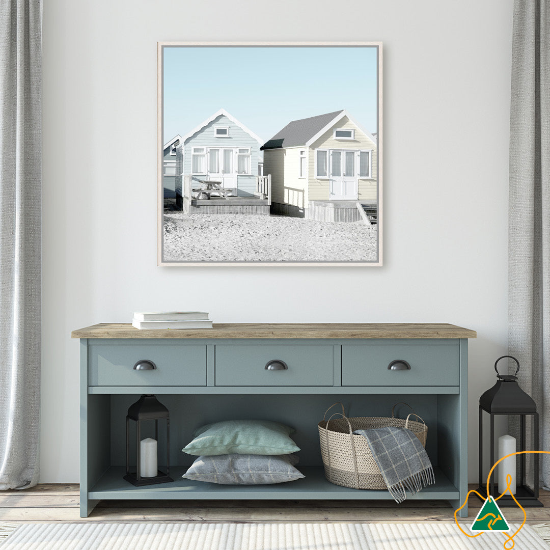 BEACH HUTS II - Framed Canvas