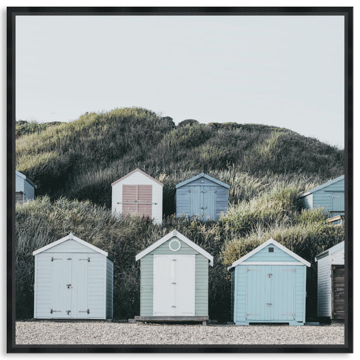 BEACH HUTS III - Framed Canvas