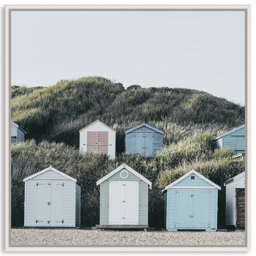 BEACH HUTS III - Framed Canvas