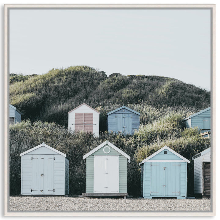 BEACH HUTS III - Framed Canvas