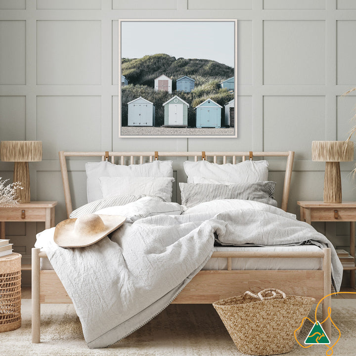 BEACH HUTS III - Framed Canvas
