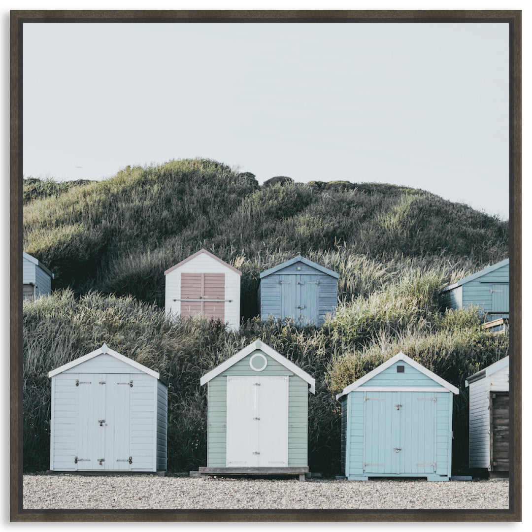 BEACH HUTS III - Framed Canvas