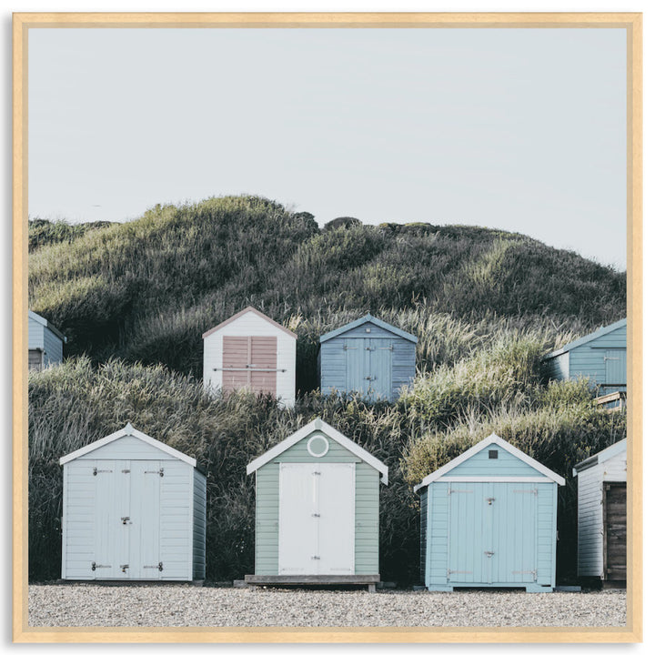 BEACH HUTS III - Framed Canvas