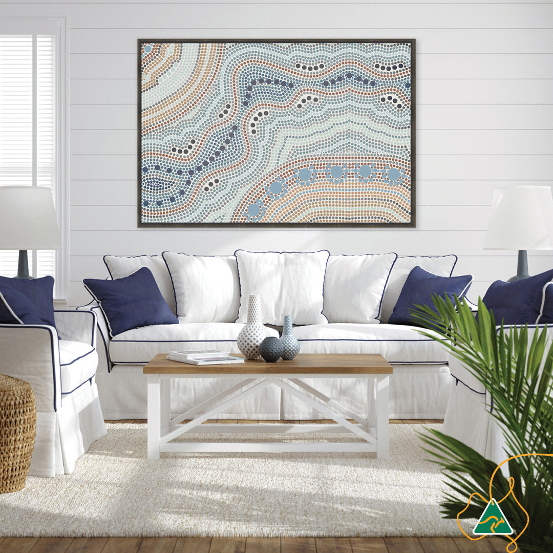 RIVER SILVER I - Framed Canvas