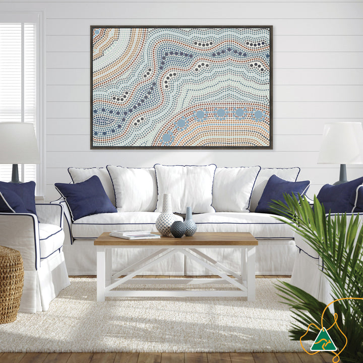 RIVER SILVER I - Framed Canvas