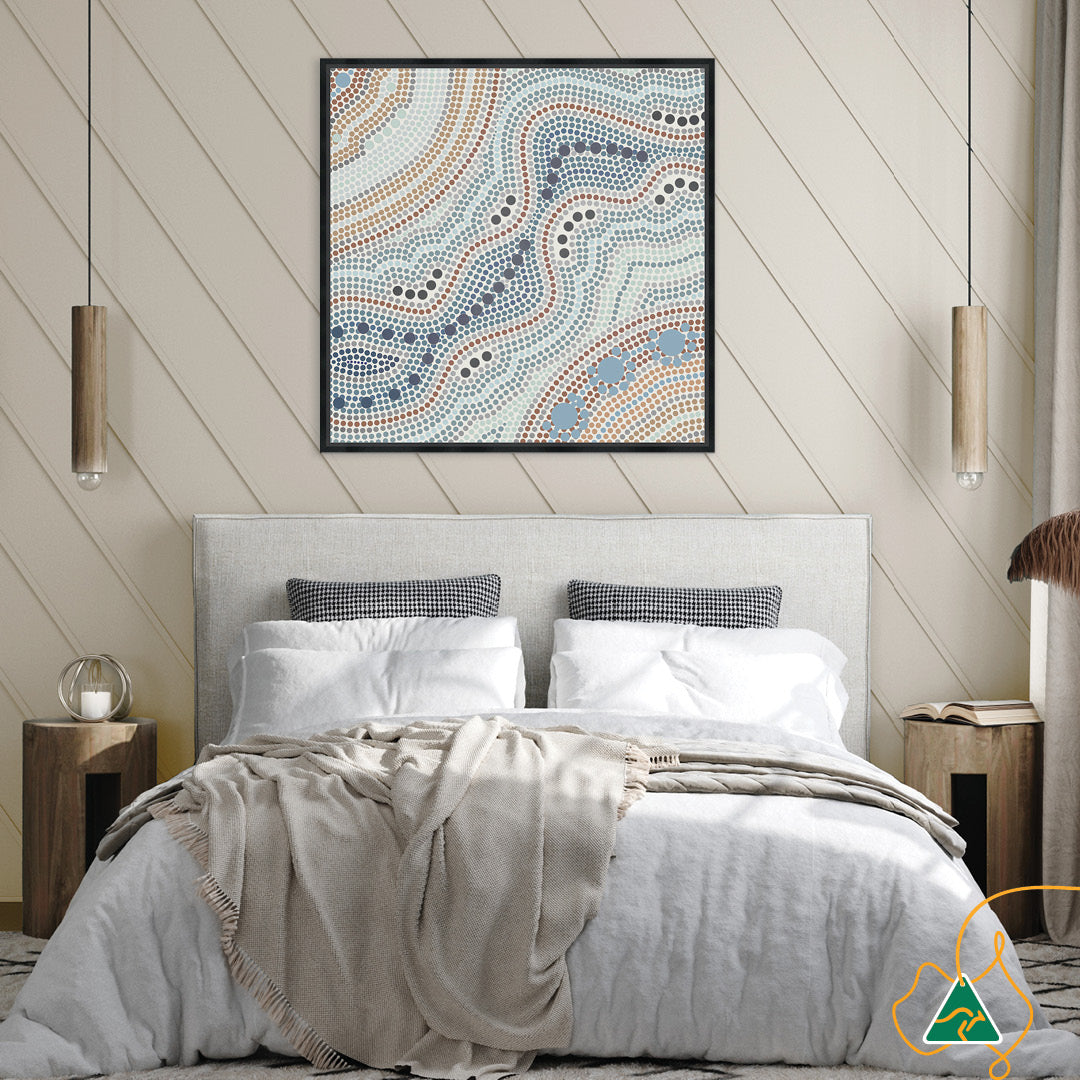 RIVER SILVER II - Framed Canvas