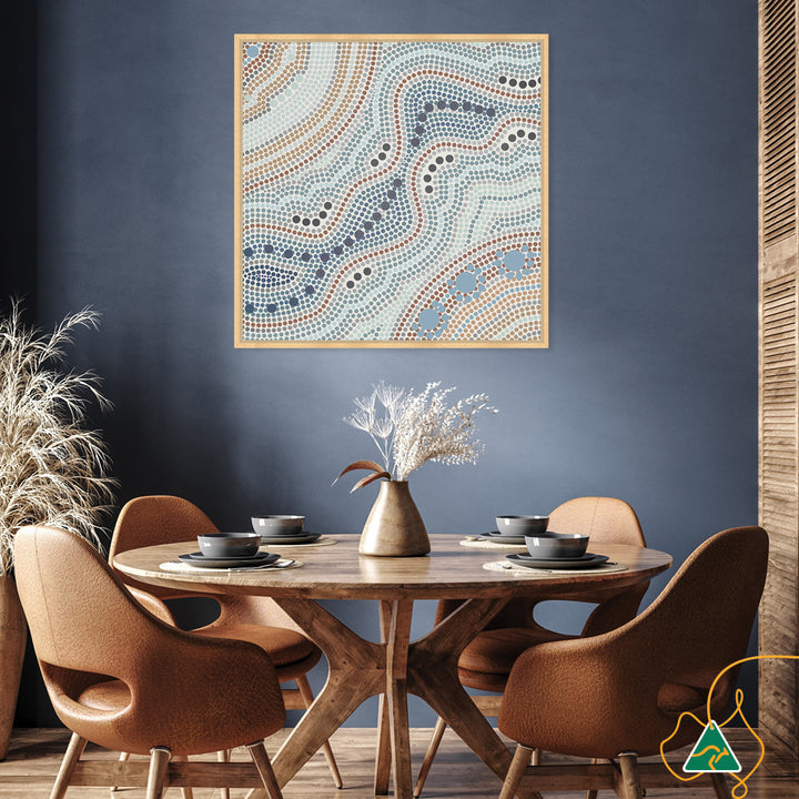 RIVER SILVER II - Framed Canvas