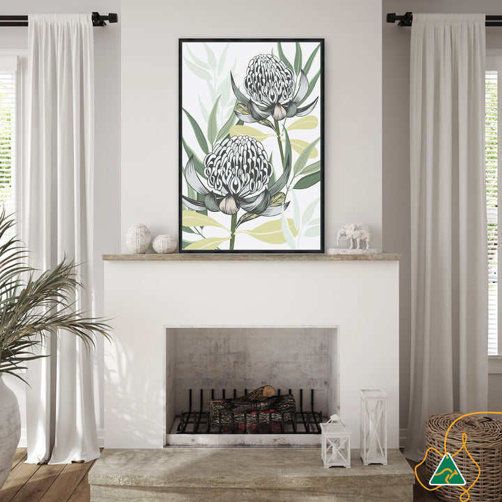 WHITE WARATAH I - Framed Canvas