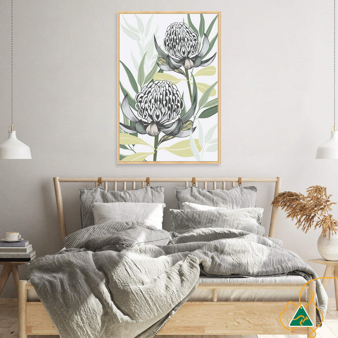 WHITE WARATAH I - Framed Canvas