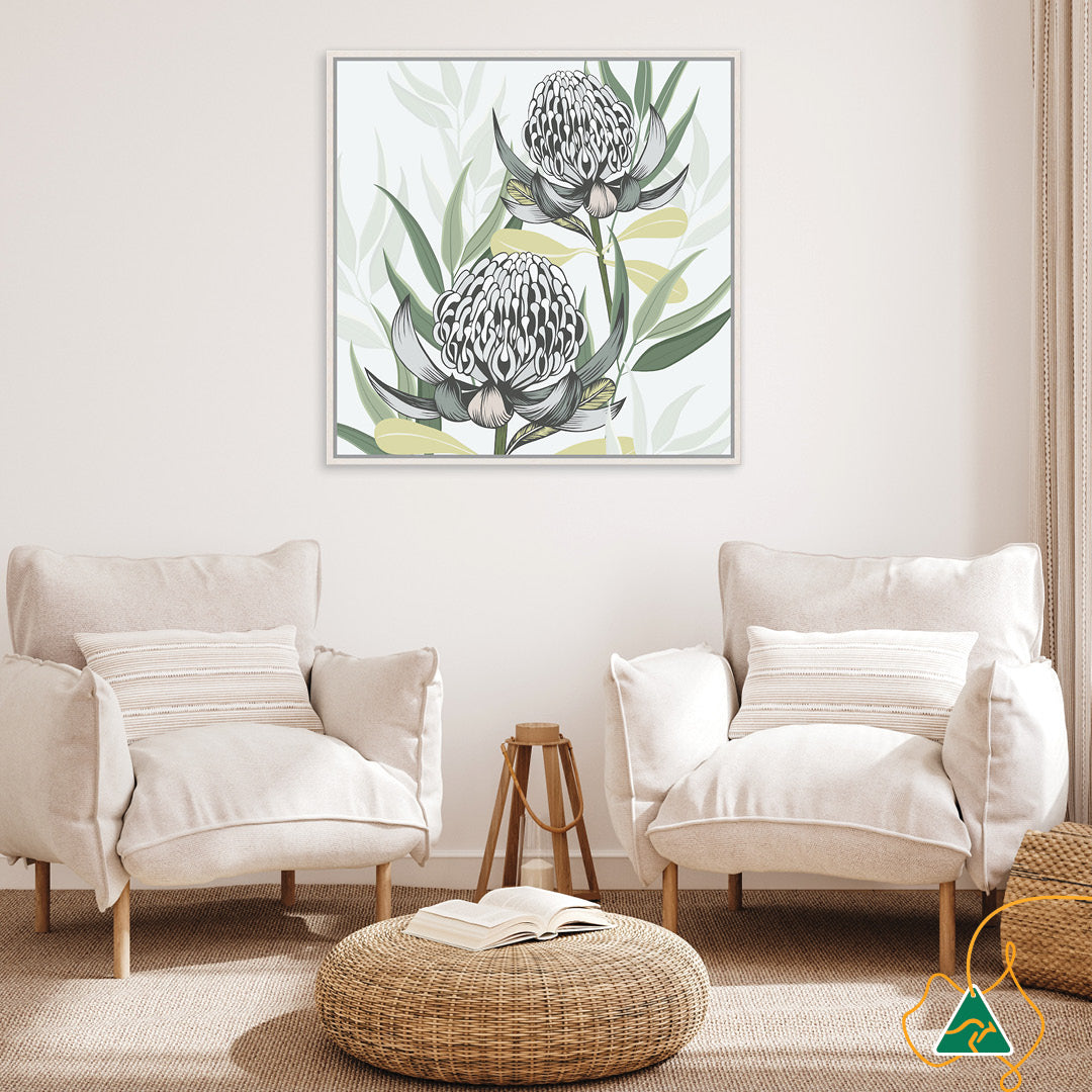 WHITE WARATAH II - Framed Canvas