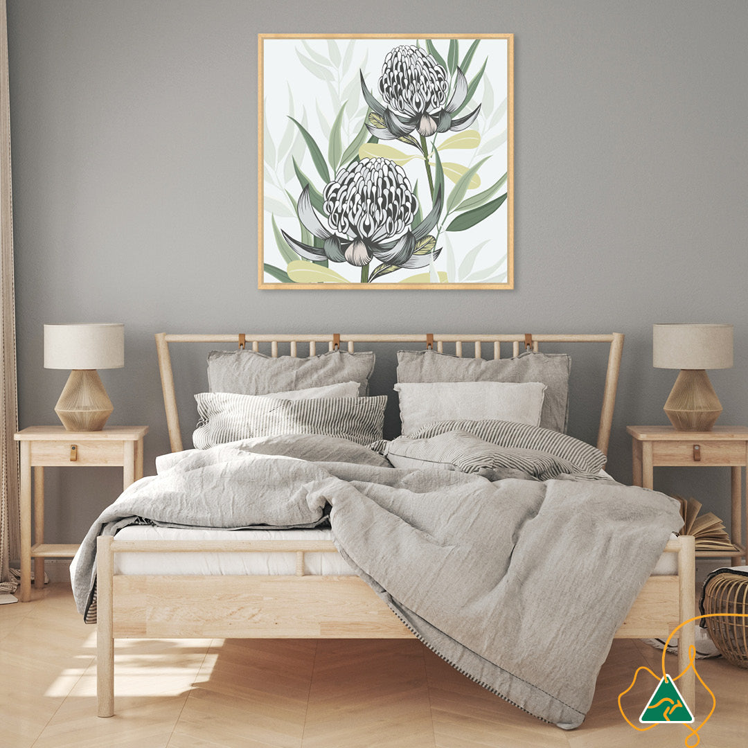 WHITE WARATAH II - Framed Canvas