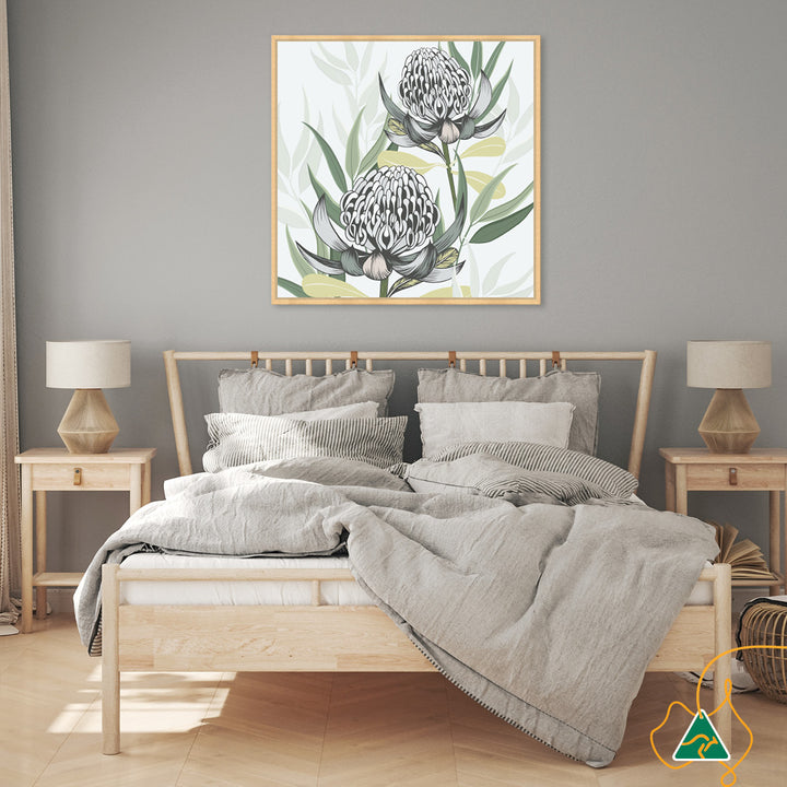 WHITE WARATAH II - Framed Canvas