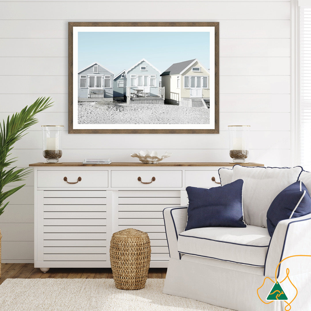 BEACH HUTS I - Framed Print