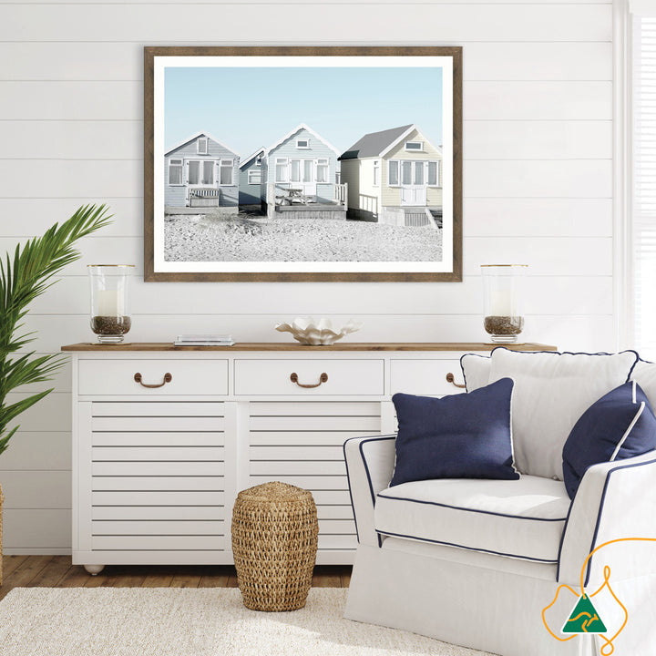 BEACH HUTS I - Framed Print