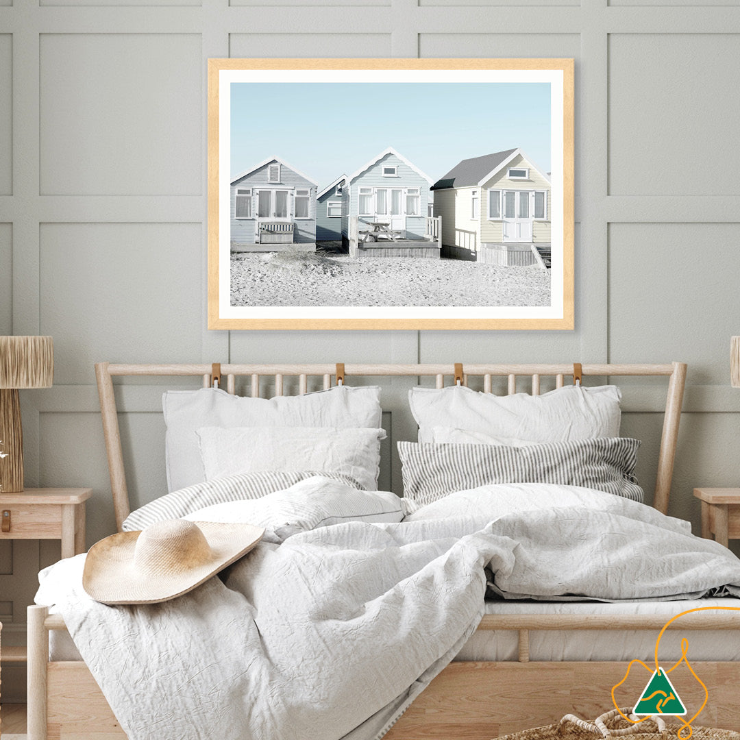 BEACH HUTS I - Framed Print