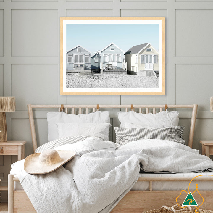 BEACH HUTS I - Framed Print
