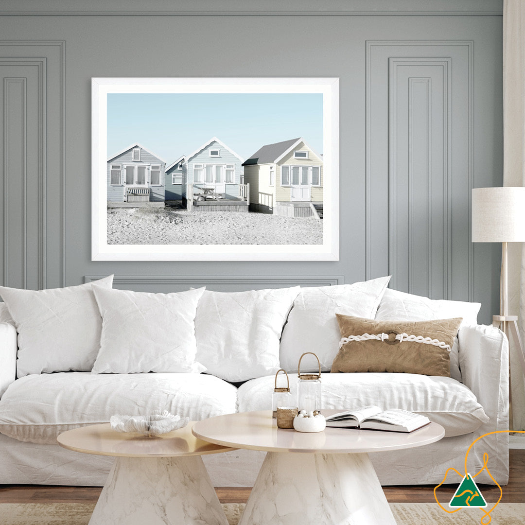 BEACH HUTS I - Framed Print