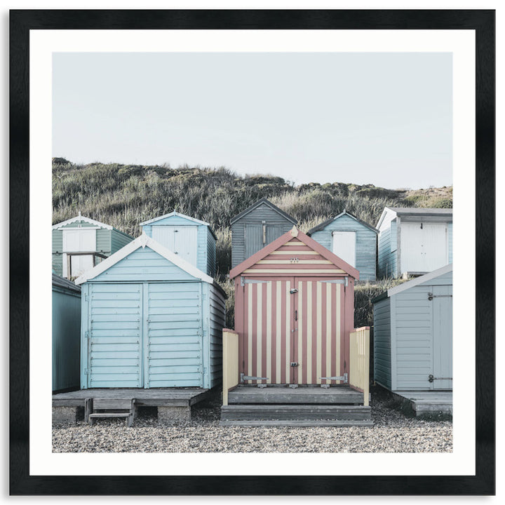BEACH HUTS IV - Framed Print