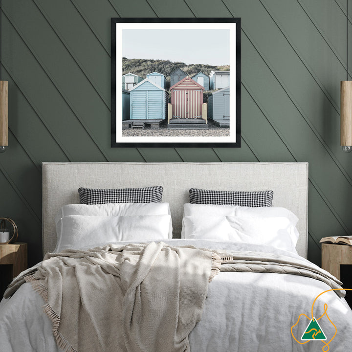 BEACH HUTS IV - Framed Print