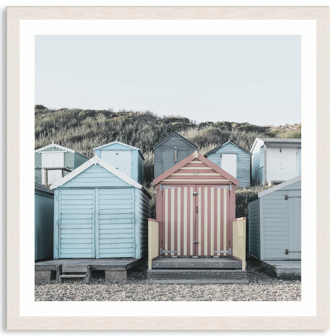BEACH HUTS IV - Framed Print