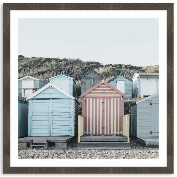 BEACH HUTS IV - Framed Print