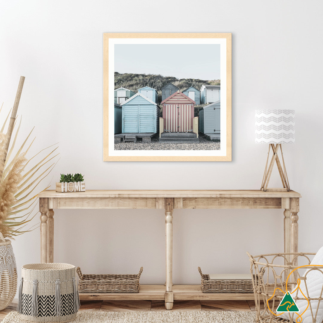 BEACH HUTS IV - Framed Print
