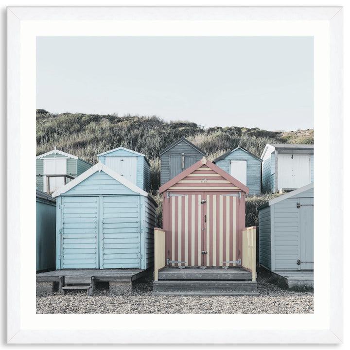 BEACH HUTS IV - Framed Print