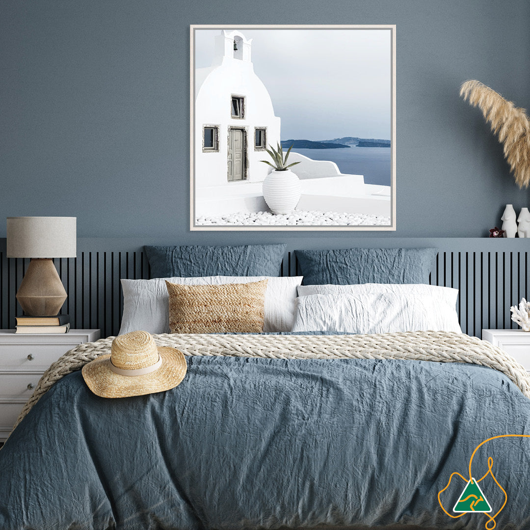 SANTORINI VIEW III - Framed Canvas