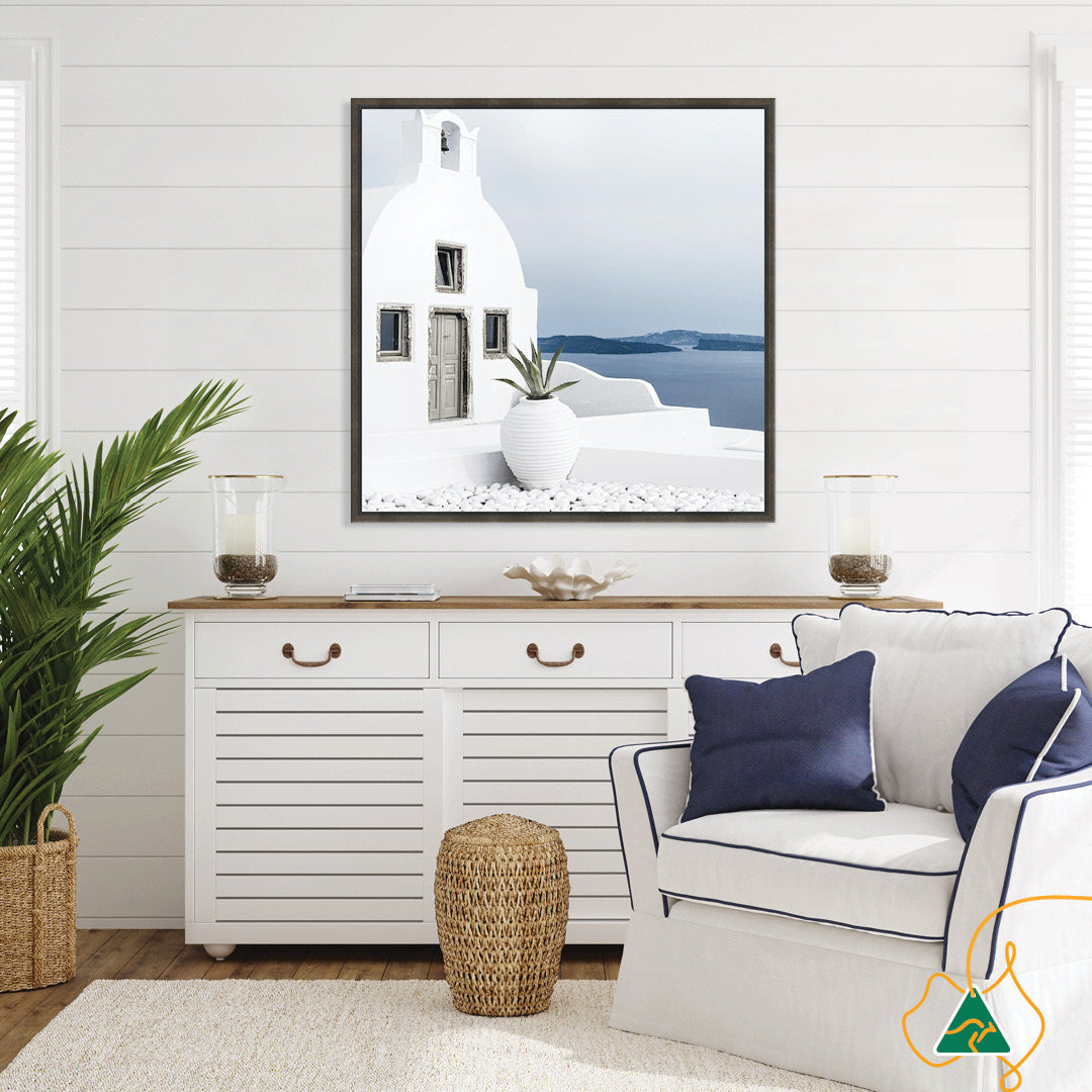 SANTORINI VIEW III - Framed Canvas