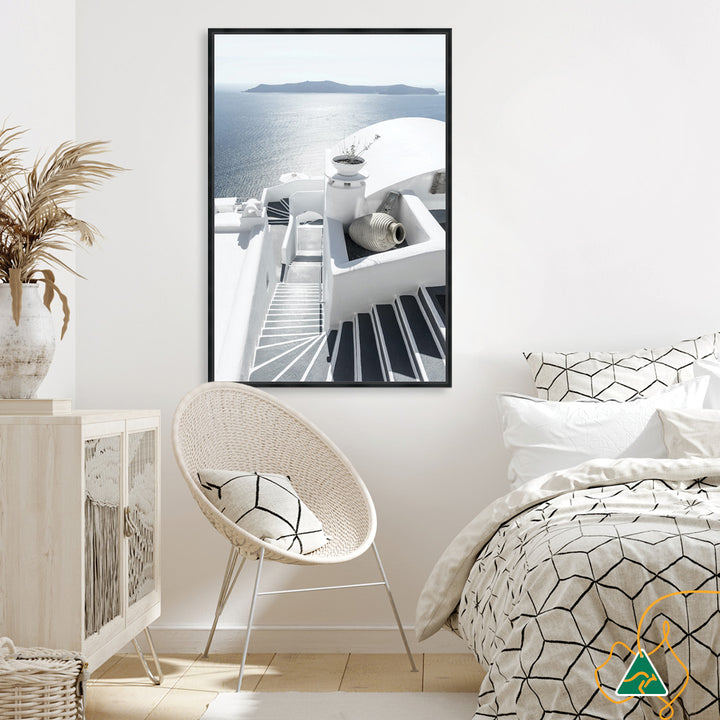 SANTORINI STAIRS I - Framed Canvas