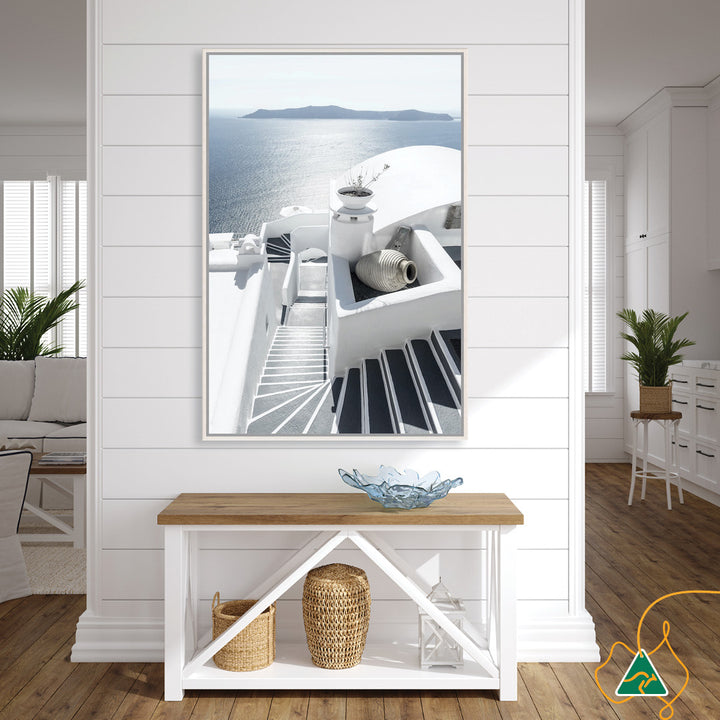 SANTORINI STAIRS I - Framed Canvas