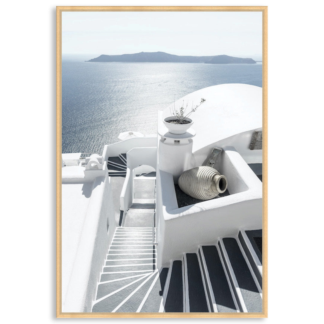 SANTORINI STAIRS I - Framed Canvas