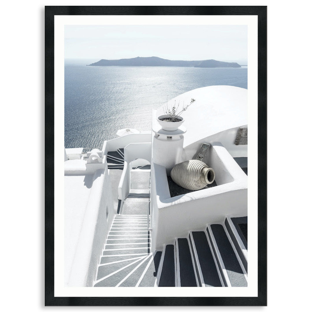 SANTORINI STAIRS I - Framed Print
