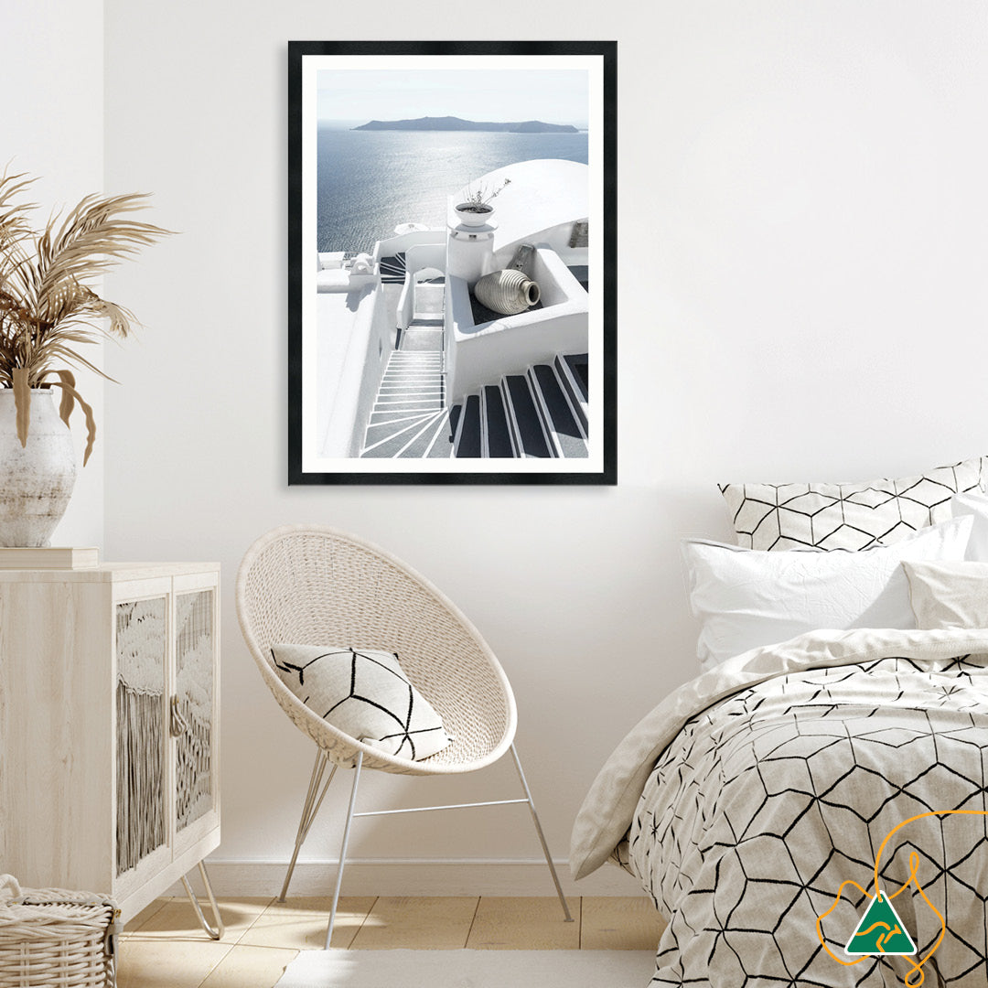SANTORINI STAIRS I - Framed Print