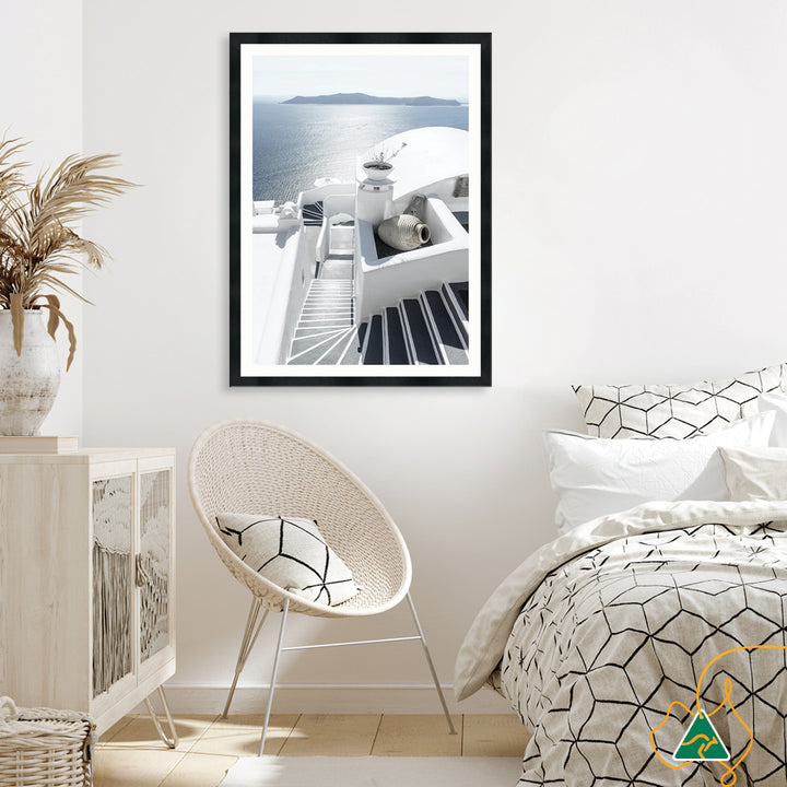 SANTORINI STAIRS I - Framed Print