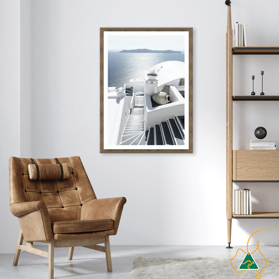 SANTORINI STAIRS I - Framed Print