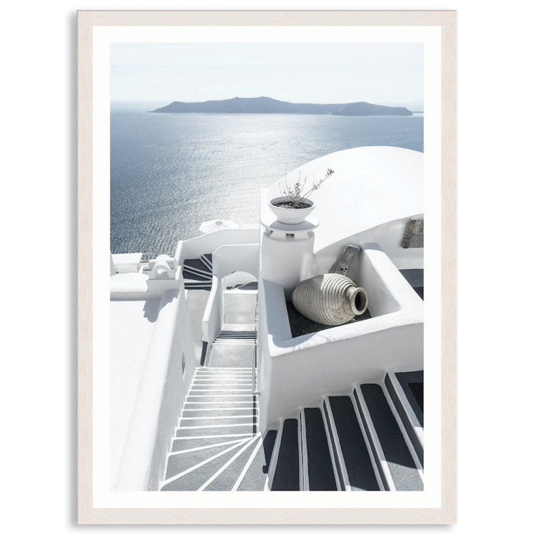 SANTORINI STAIRS I - Framed Print
