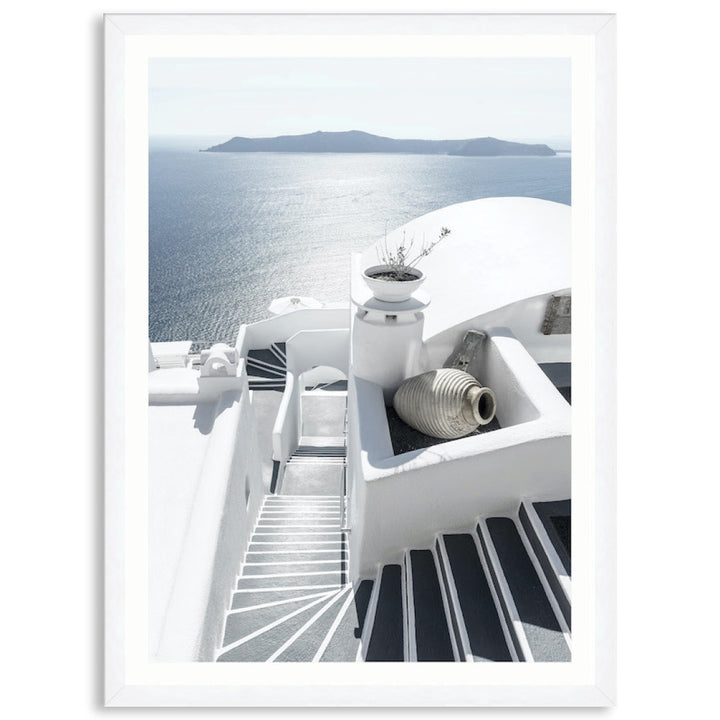 SANTORINI STAIRS I - Framed Print