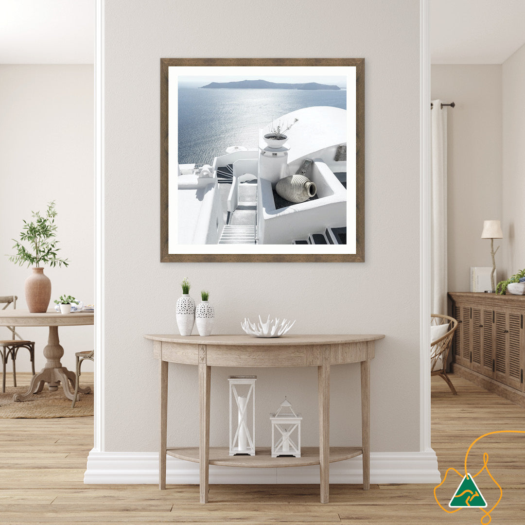 SANTORINI STAIRS II - Framed Print