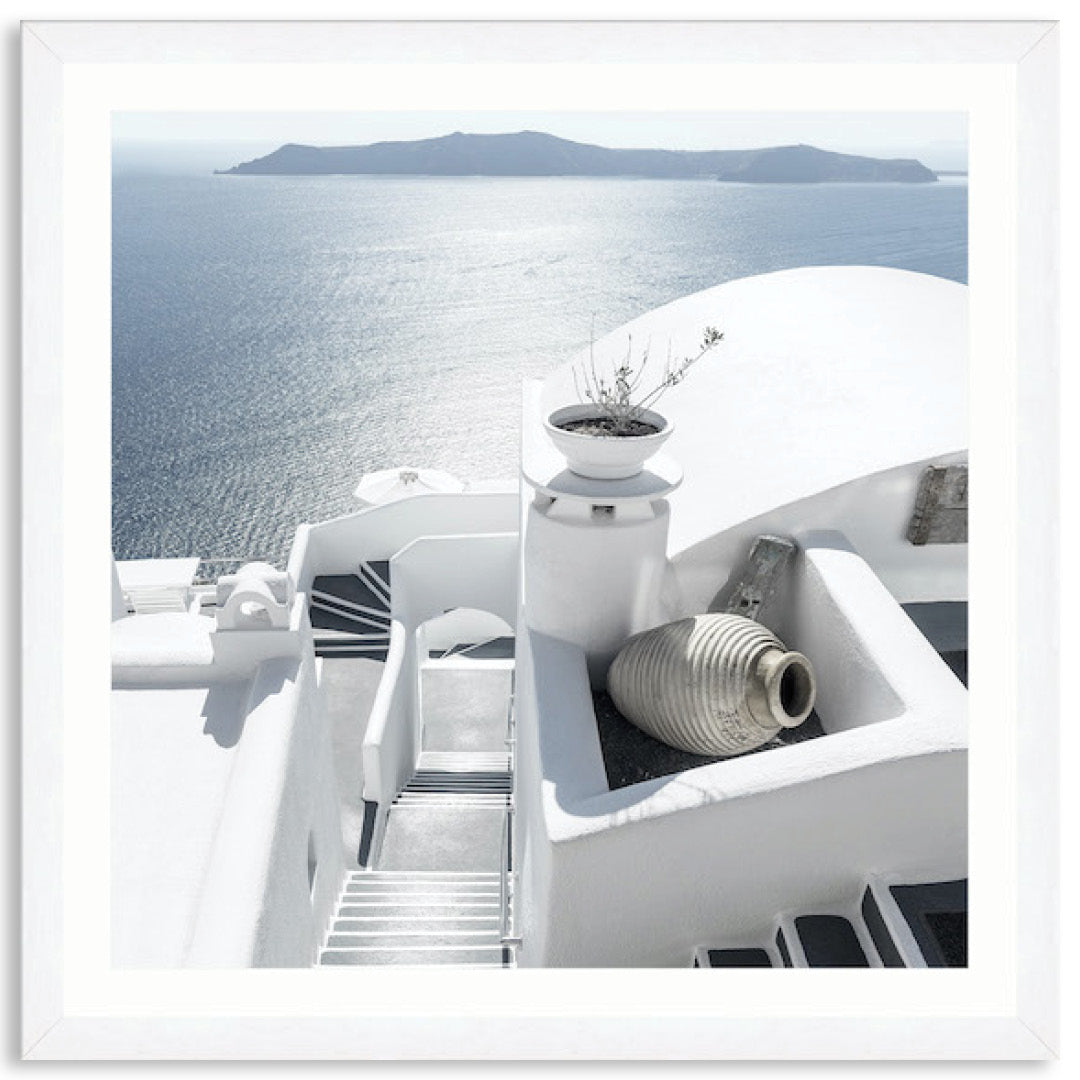 SANTORINI STAIRS II - Framed Print